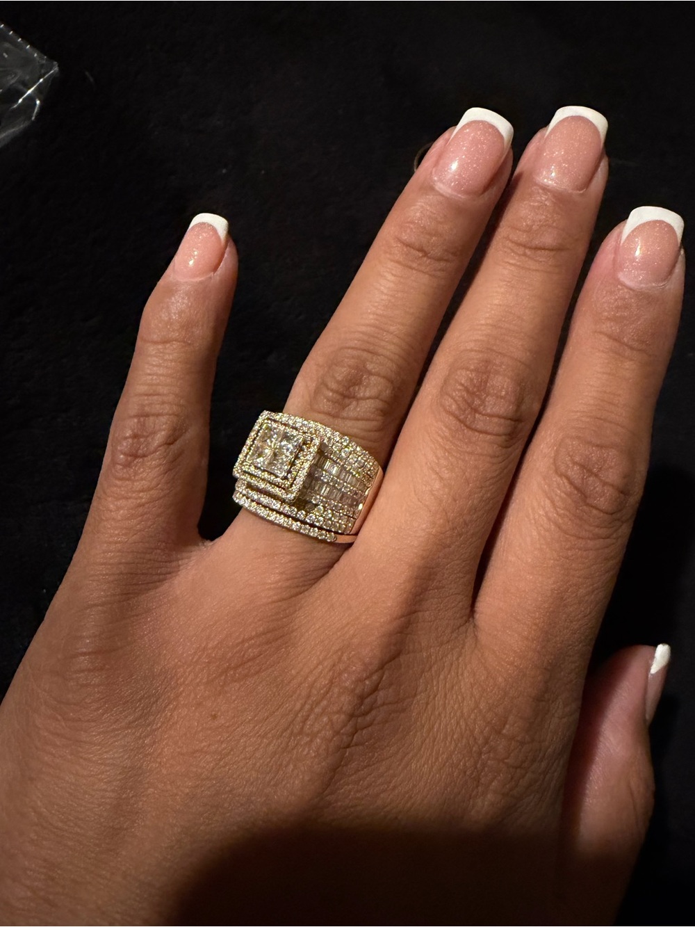 Multi Row Round & Princess Cut Diamond Engagement Ring Set 14K Yellow Gold 3.5CT - Picture 2 of 12